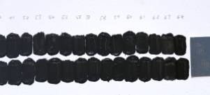Figure 2b. Dark end of the scale comparing neutral grey